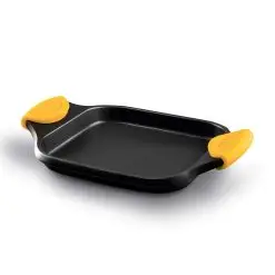 Asador Bandeja Castey Classic Antiadherente de Aluminio Fundido con Asas Desmontables de Silicona Amarillo - Vitro Gas