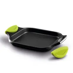 Vista alternativa de Asador Bandeja Castey Fundix Antiadherente de Aluminio Fundido con Asas Desmontables de Silicona Kiwi