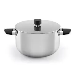 Cacerola Media Castey Baltic de Acero Inoxidable Tricapa con Tapadera y Asas Integradas de Silicona