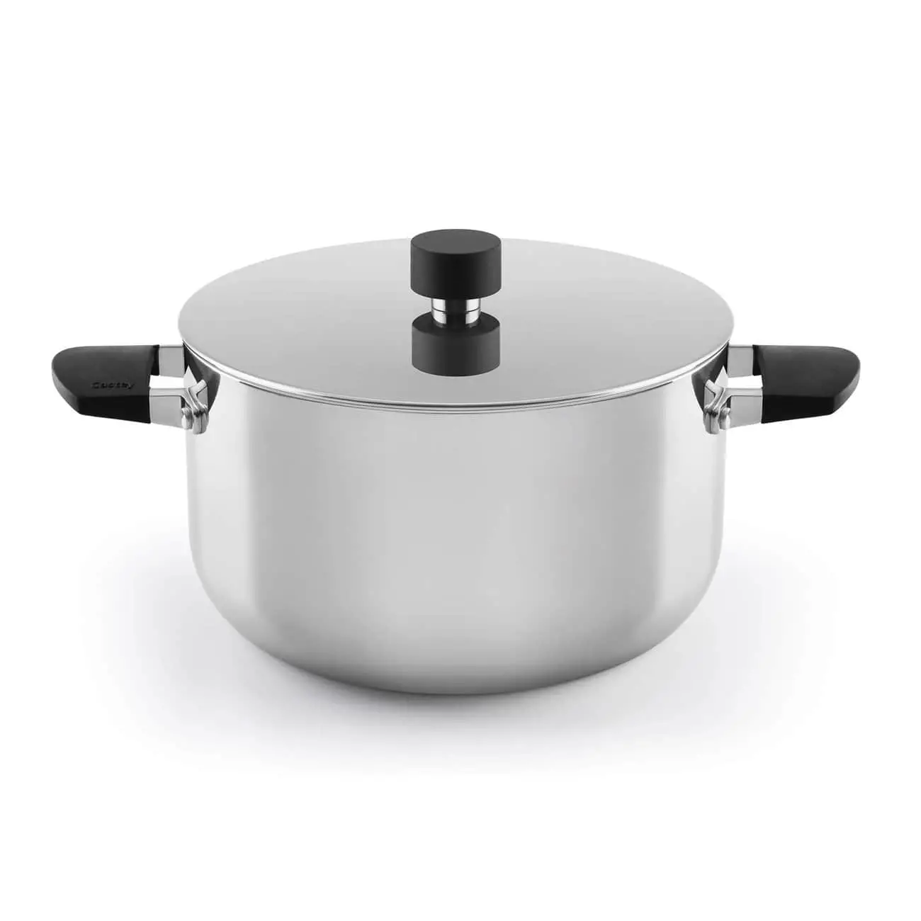 Casserole moyenne à induction Castey Baltic avec couvercle et poignées en silicone en acier inoxydable. Trimétal