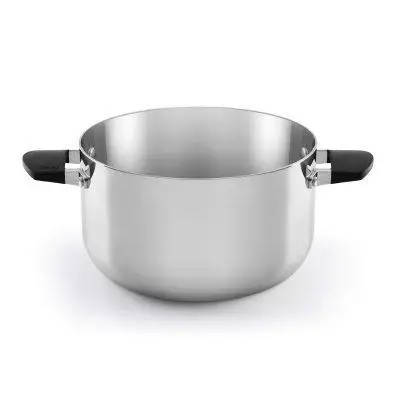 Casserole moyenne à induction Castey Baltic avec couvercle et poignées en silicone en acier inoxydable. Trimétal