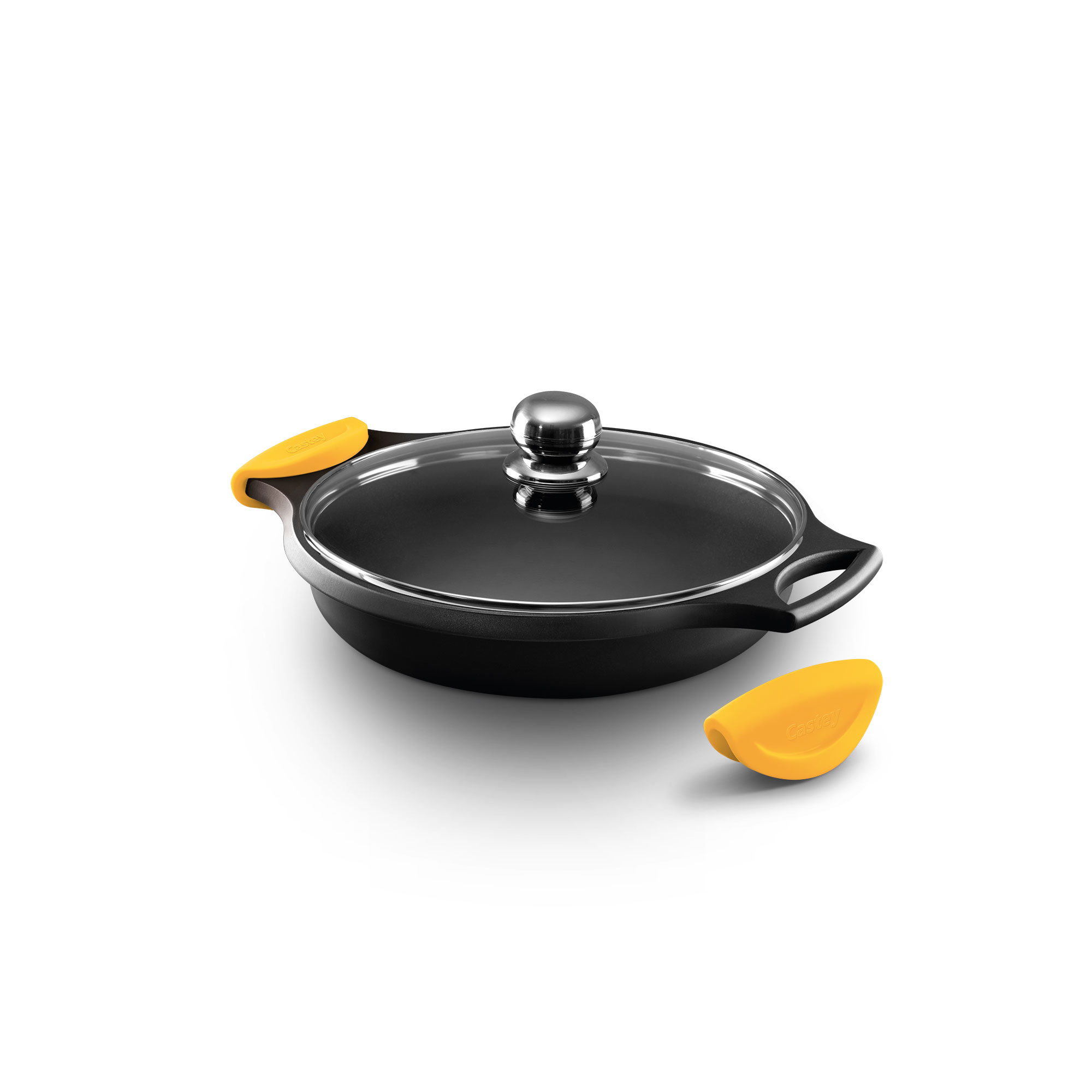 Castey Classic Low Saucepan with Stainless Steel Lid and Silicone Handles