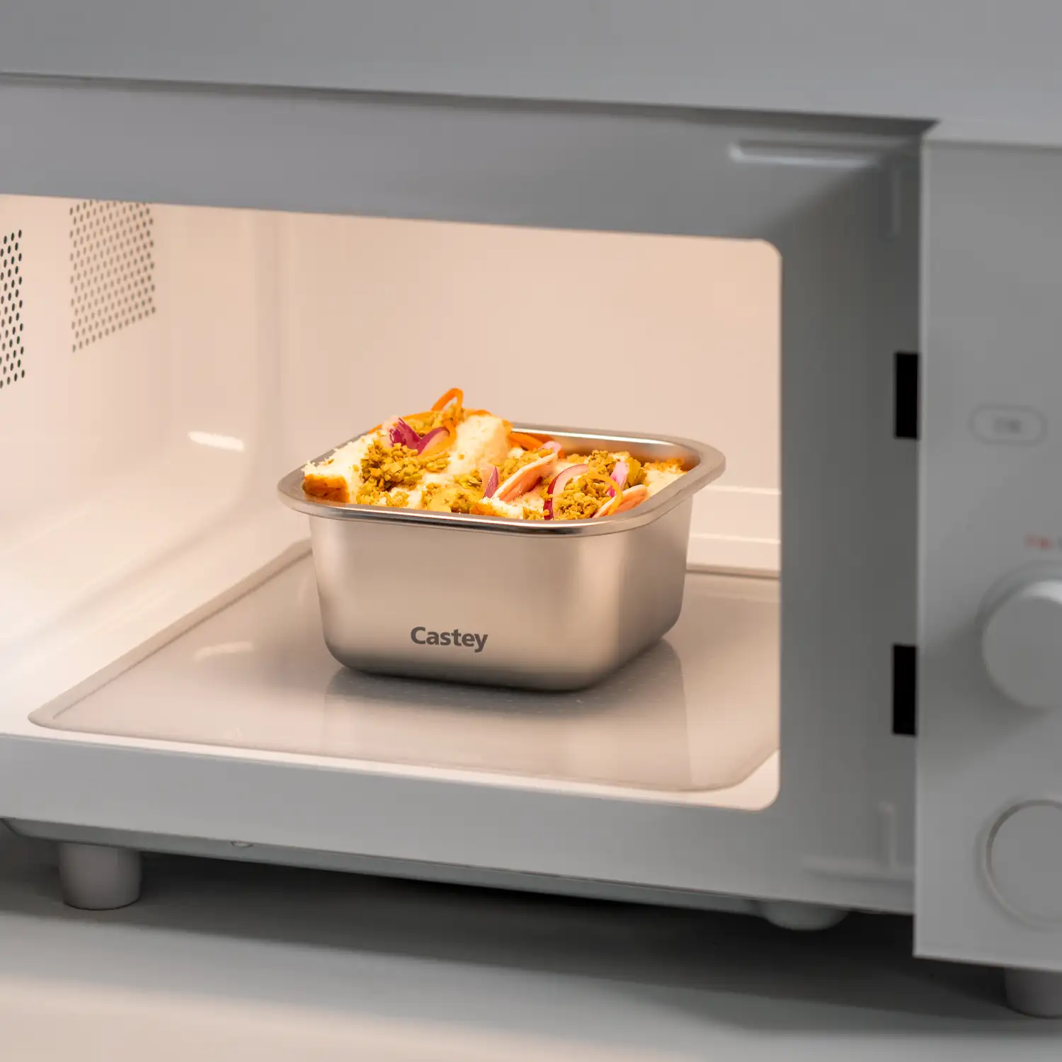 Envases de acero inoxidable herméticos y antiderrames con tapa de silicona, aptos para microondas, horno y congelador