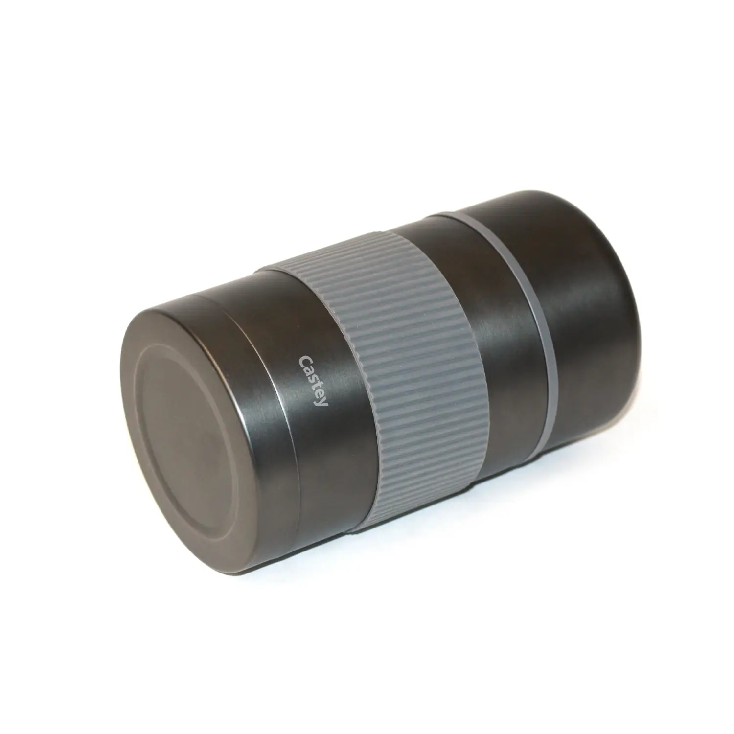 Termo para alimentos de acero inoxidable con cierre hermético y agarre de silicona, para comida caliente o fría.