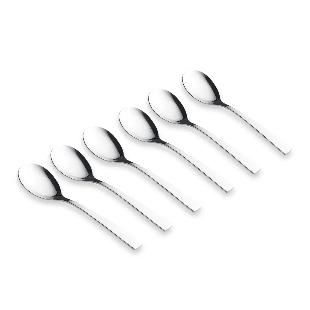 Set de 6 cucharas de mesa de acero inoxidable con acabado pulido