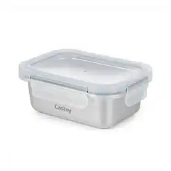 Envases de acero inoxidable herméticos y antiderrames con tapa de silicona, aptos para microondas, horno y congelador